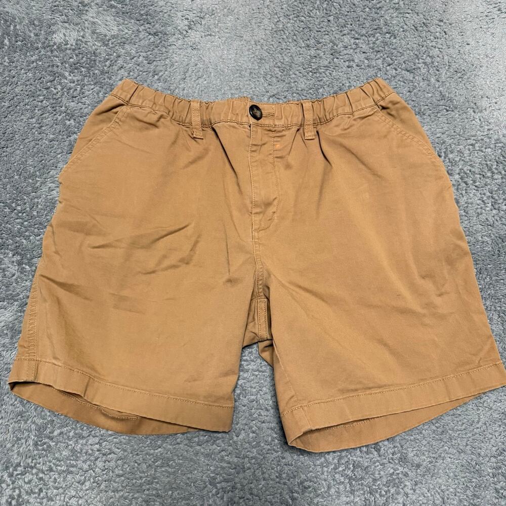 Chubbies Shorts Mens Large 7" Inseam Tan  Elastic Waist Boomshakalaka Stretch